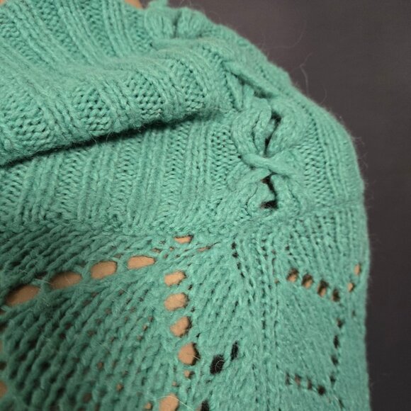 Y2K Groggy Off Shoulder Sweater Size S Green Long Sleeve Fairy Boho Wool Blend - Picture 6 of 9